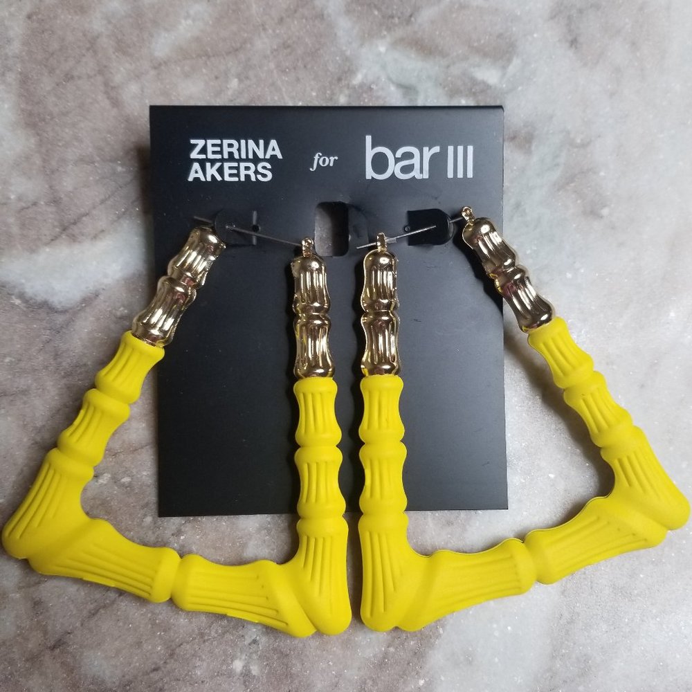 Bar III Gold-Tone Color Large Triangle Yellow Earrings